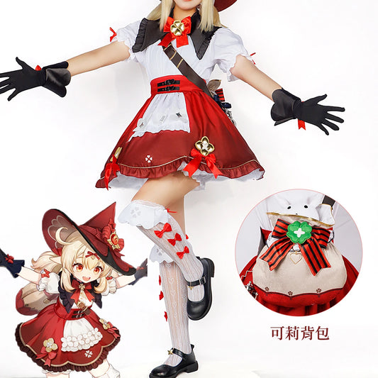 Cosplay Costume Genshin Impact Dress New Skin Witch Lolita Outfit Hat Halloween Party Women Set