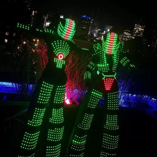 LED Robot LED Costume Light Suits Programming Controller Sets Helmet Halloween Cosplay Nightclub Clothing