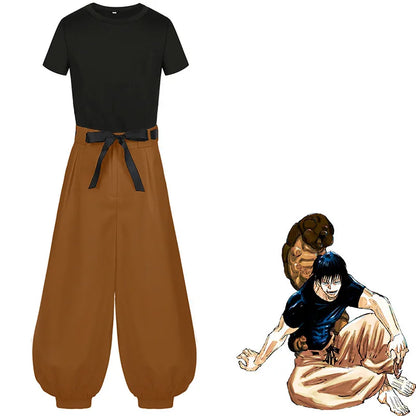 LOUN-Costume de Cosplay Jujutsu JJK, Manga, Anime Fushigflats, Toji Satoru Gojo, Perruque, T-shirt, Pantalon Rose, Filet, Hallow