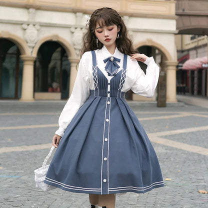 Lolita Dress Spring Couple Winter Lolita Skirt Lie Book Jsk Elegant Military Light Lo Skirt Coat Full Set