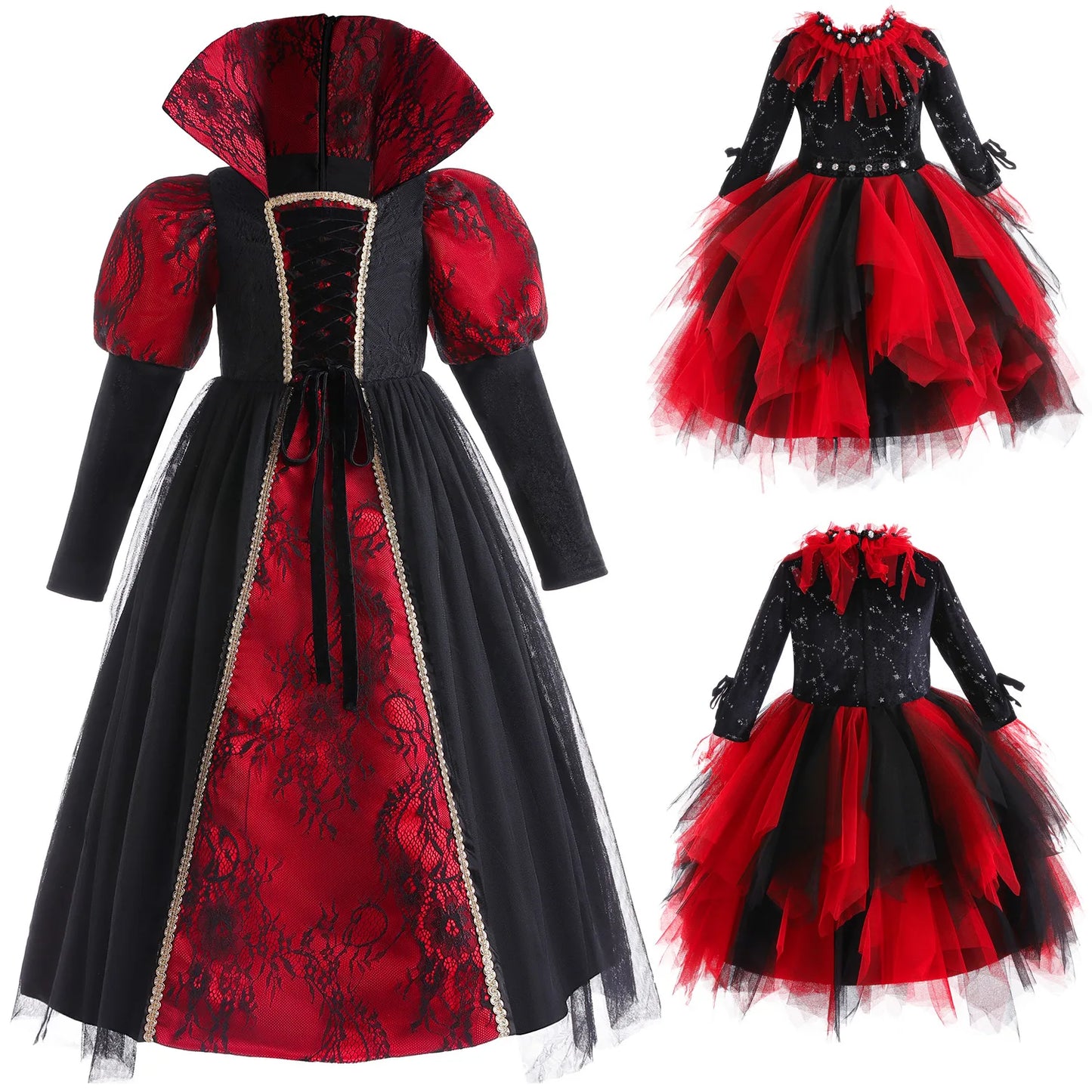 Long sleeve Halloween Children's Clothing Girls Skirt Vampire Witch Cosplay Performance Dress for Kids Scary Costumes