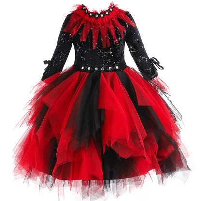 Long sleeve Halloween Children's Clothing Girls Skirt Vampire Witch Cosplay Performance Dress for Kids Scary Costumes