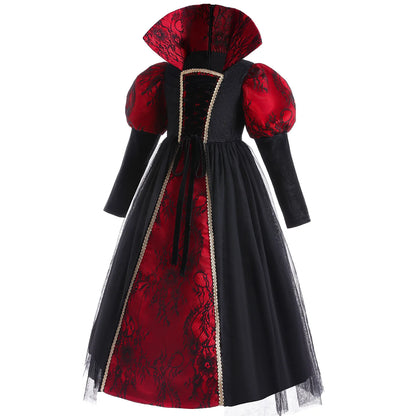 Long sleeve Halloween Children's Clothing Girls Skirt Vampire Witch Cosplay Performance Dress for Kids Scary Costumes