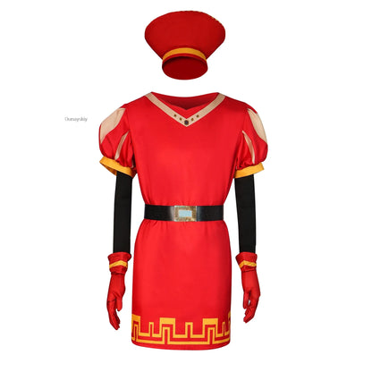 Lord Farquaad Cosplay Anime Costume Uniform Cloak Glove Hat Set Medieval Cosplay Halloween Party Red Outfit for Kid Women Men