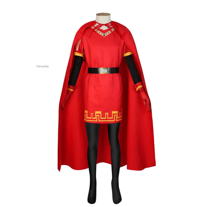 Lord Farquaad Cosplay Anime Costume Uniform Cloak Glove Hat Set Medieval Cosplay Halloween Party Red Outfit for Kid Women Men