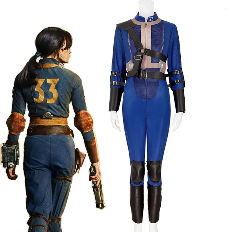 Lucy MacLean Cosplay Costume Fall Cos Out Vault 33 Female Male Survivor Suit Jumpsuit Uniform Halloween Party Women Men Props