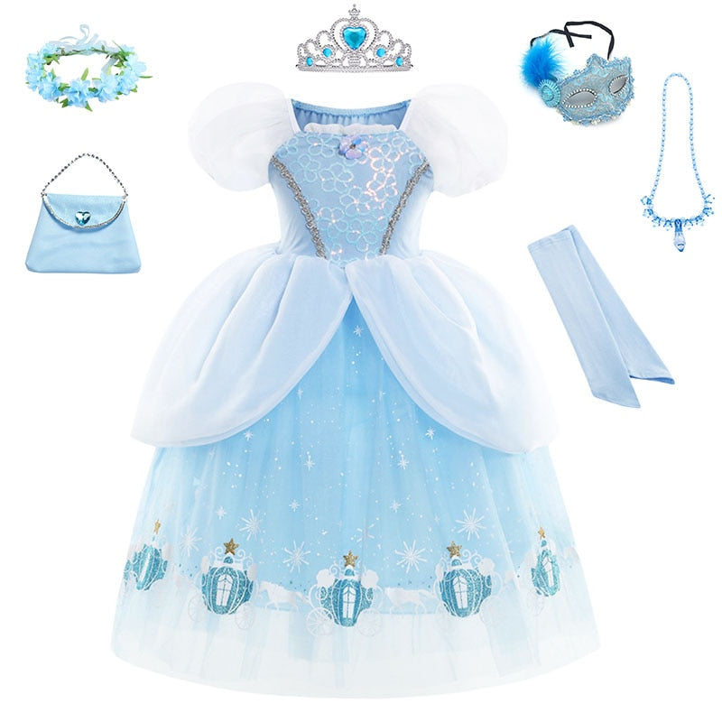 Luxury Princess Girls Costume Party Dress Up Cinderella Cosplay Vestidos Birthday Gift Costume Elegant Party Gown Disguise 2-10T