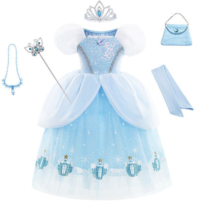 Luxury Princess Girls Costume Party Dress Up Cinderella Cosplay Vestidos Birthday Gift Costume Elegant Party Gown Disguise 2-10T