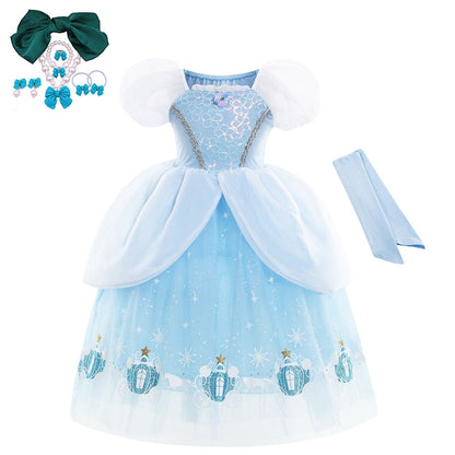 Luxury Princess Girls Costume Party Dress Up Cinderella Cosplay Vestidos Birthday Gift Costume Elegant Party Gown Disguise 2-10T