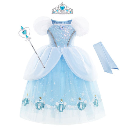 Luxury Princess Girls Costume Party Dress Up Cinderella Cosplay Vestidos Birthday Gift Costume Elegant Party Gown Disguise 2-10T