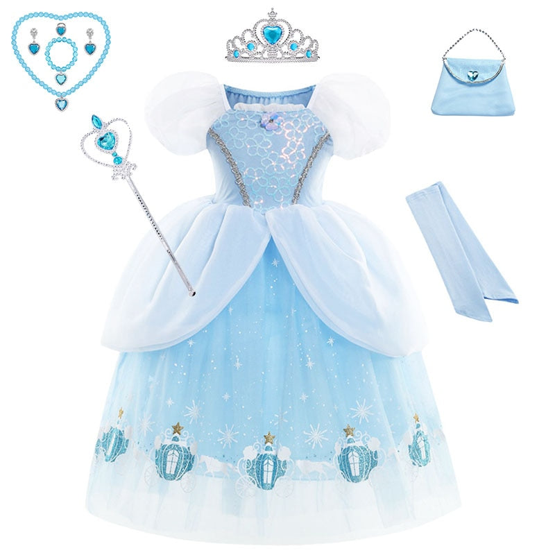 Luxury Princess Girls Costume Party Dress Up Cinderella Cosplay Vestidos Birthday Gift Costume Elegant Party Gown Disguise 2-10T