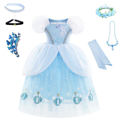 Luxury Princess Girls Costume Party Dress Up Cinderella Cosplay Vestidos Birthday Gift Costume Elegant Party Gown Disguise 2-10T