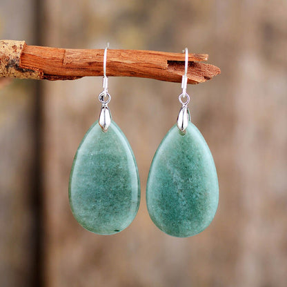 Luxury Women Teardrop Earrings Aventurine Drop Dangle Earring Lady Earring Jewelry