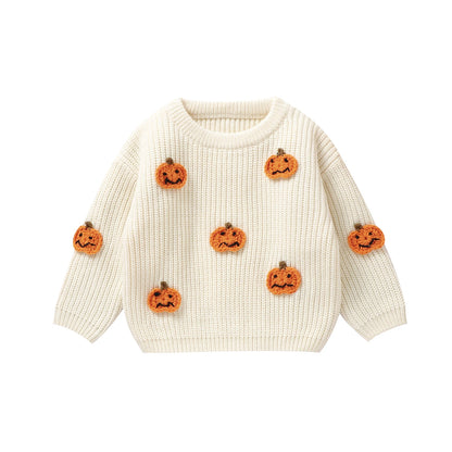 Newborn Baby Girls Boys Winter Sweater Halloween Long Sleeve Crew Neck Pumpkin Warm Pullover Tops Kids Jumper Clothes