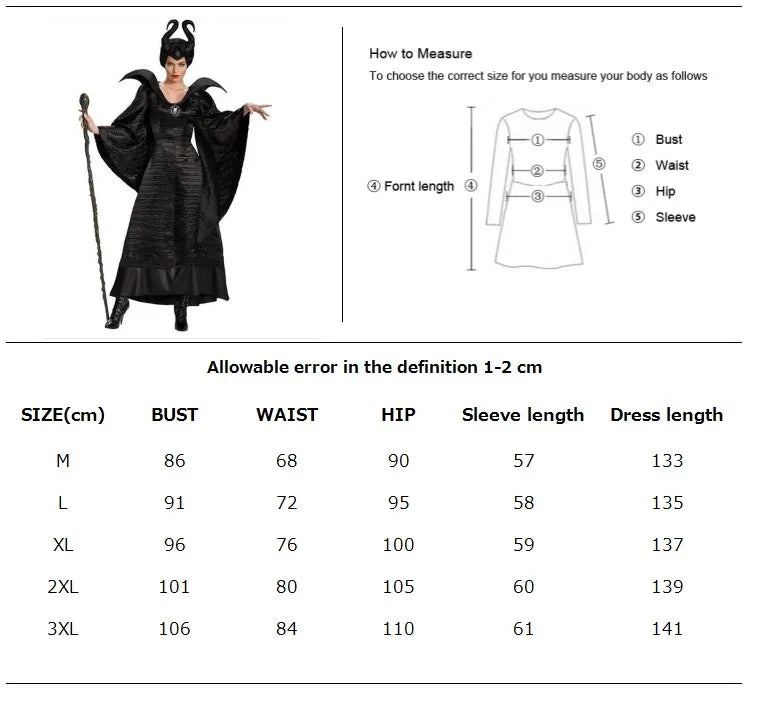 Maleficent Halloween Costume Dress for Adult Witch Clothes with Maleficent Horns Hat Outfit Women Evil Dress Demon Queen