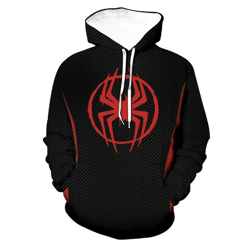 Spider Man Hoodies Across The Spider-verse Anime Digital Printing Cosplay Zipper Sweater Casual Outer Cartoon Men Clothes