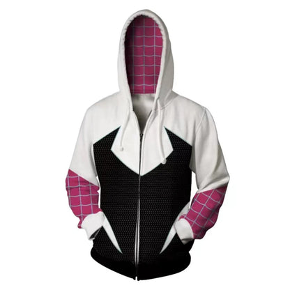 Spider Man Hoodies Across The Spider-verse Anime Digital Printing Cosplay Zipper Sweater Casual Outer Cartoon Men Clothes