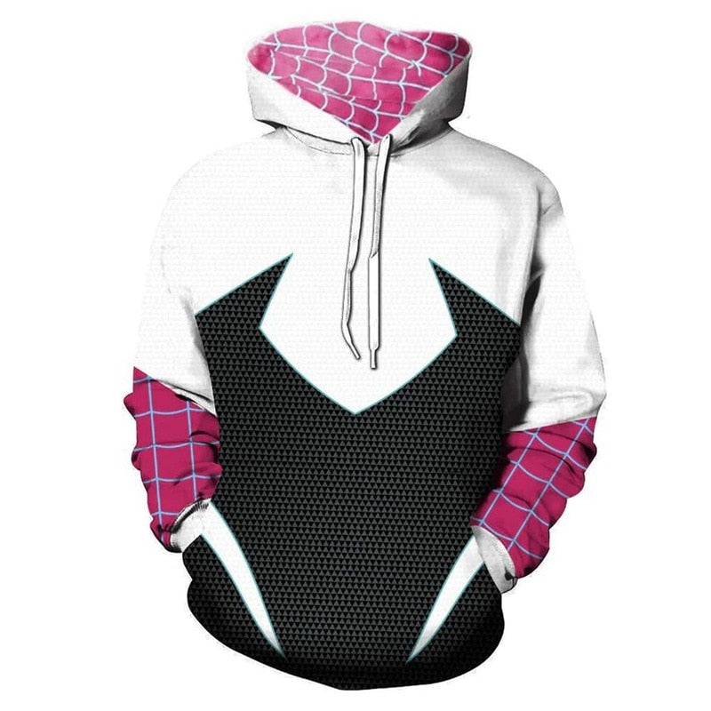 Spider Man Hoodies Across The Spider-verse Anime Digital Printing Cosplay Zipper Sweater Casual Outer Cartoon Men Clothes