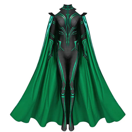 Ragnarok Hela Supervillain Cosplay Jumpsuit with Cloak for Women