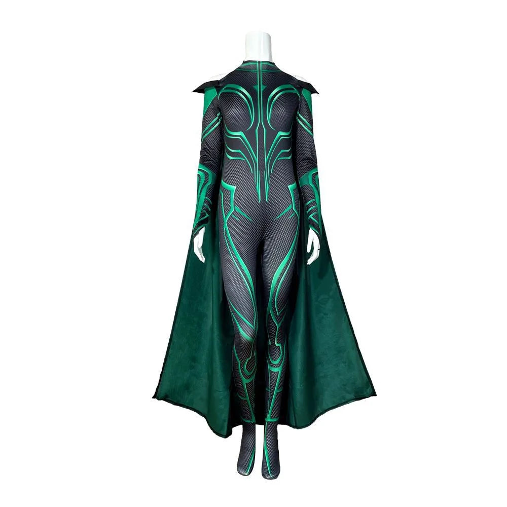 Ragnarok Hela Supervillain Cosplay Jumpsuit with Cloak for Women