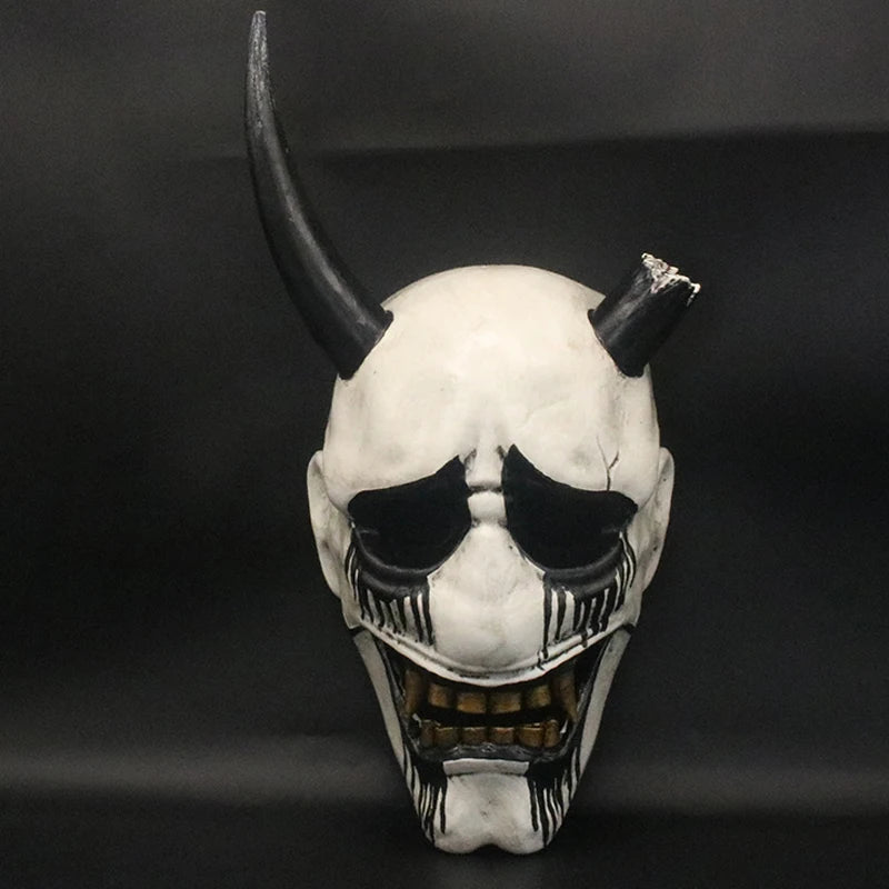 Mask Resin Material Wearable Horn Decoration Adult Full Face Funny Horror White Black Suitable Halloween Party Secret Room Props