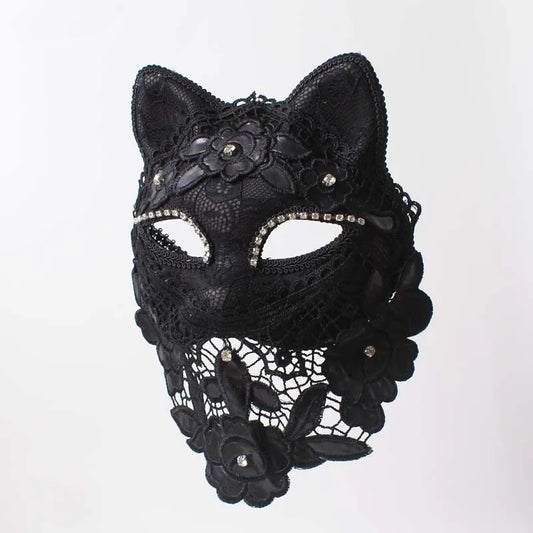 Masquerade Mask Cosplay Fox Cat Mask White Black Venetian Mask for Women Men Fancy Dress Carnival Costume Party Props New