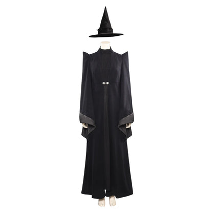 McGonagall Cosplay Costume Cloak and Hat Female Full Set Halloween Carnival Roleplay Outfit