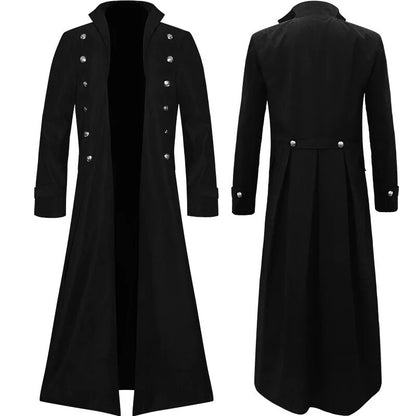 Medieval Cosplay Men Steampunk Retro Jacket Gothic Victorian Era Frog Coat Uniform Halloween Costume