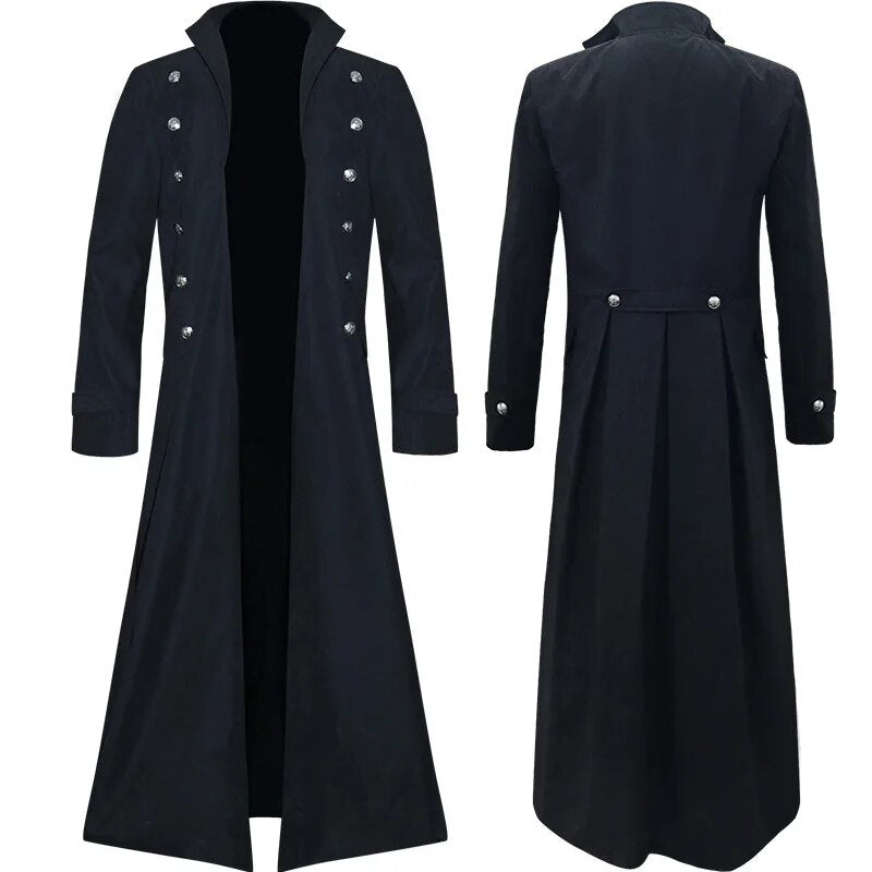 Medieval Cosplay Men Steampunk Retro Jacket Gothic Victorian Era Frog Coat Uniform Halloween Costume