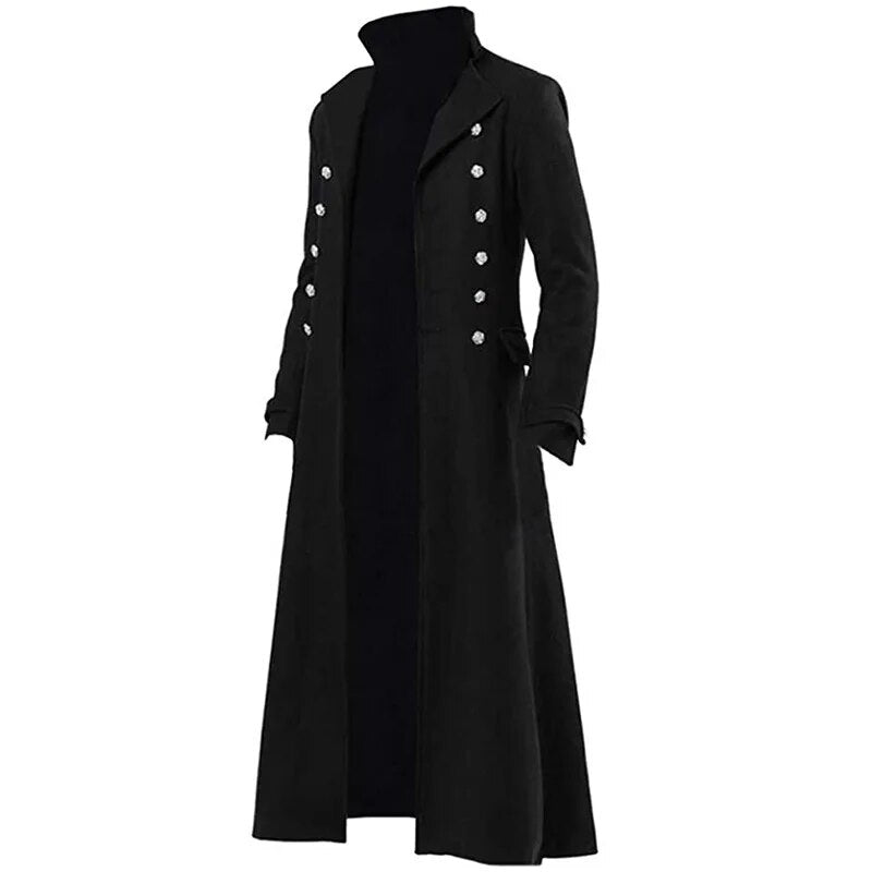 Medieval Cosplay Men Steampunk Retro Jacket Gothic Victorian Era Frog Coat Uniform Halloween Costume