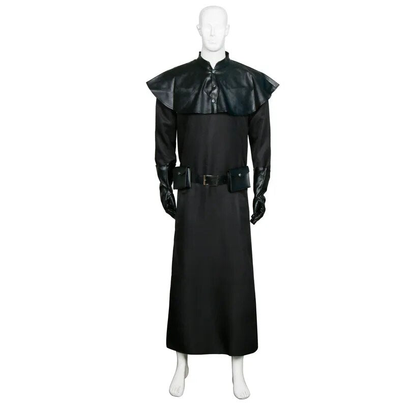 Medieval Doctor Costume Steampunk Black Robe Gothic Gown Halloween Masquerade Long Beak Bird Cosplay Outfit