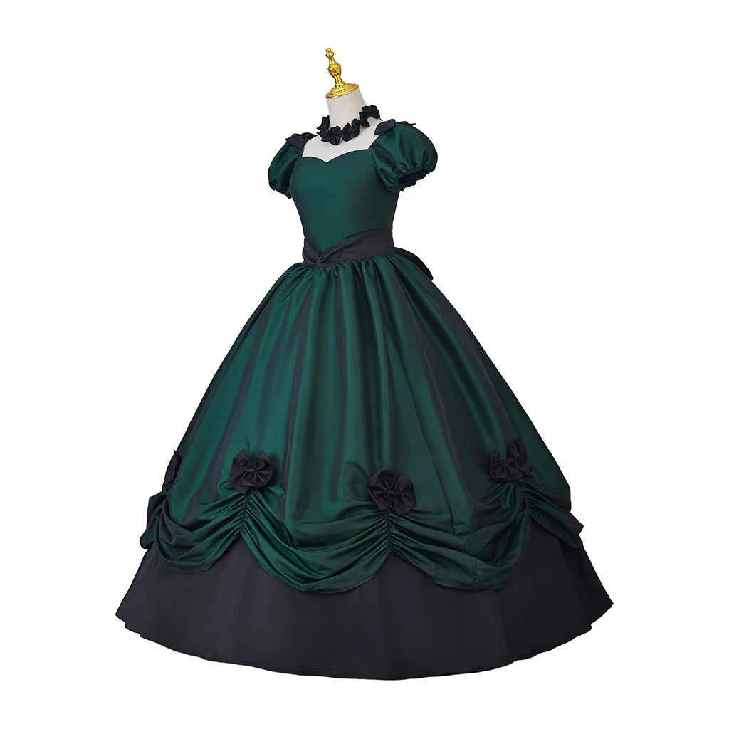 Medieval Green Women Renaissance Rococo Gothic Victorian Dress Southern Belle Girl Victorian Period Ball Gown Theater Costume