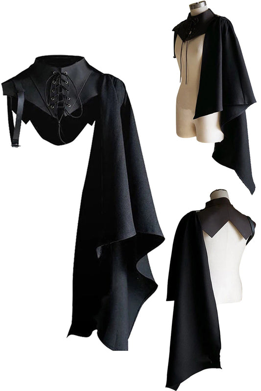 Medieval Men Cosplay Fantasia Shawl Half Cloak Renaissance Disguise Accessory Retro Shoulder Cape Wraps Adult Fantasy Halloween