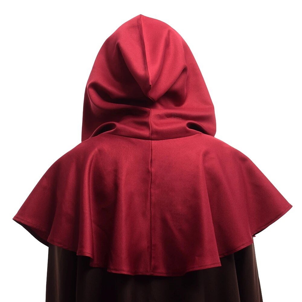 Medieval Priest Monk Costume Shawl Hooded Cape Renaissance Wicca Pagan Capelet LARP Mantle Cowl Hat Fancy Hallowmas Carnival Cos