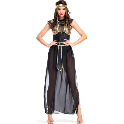 Medieval Queen Cleopatra Costumes for Adult Women Ancient Egyptian Pharaoh Cosplay Clothing Halloween Egypt Princess Dress