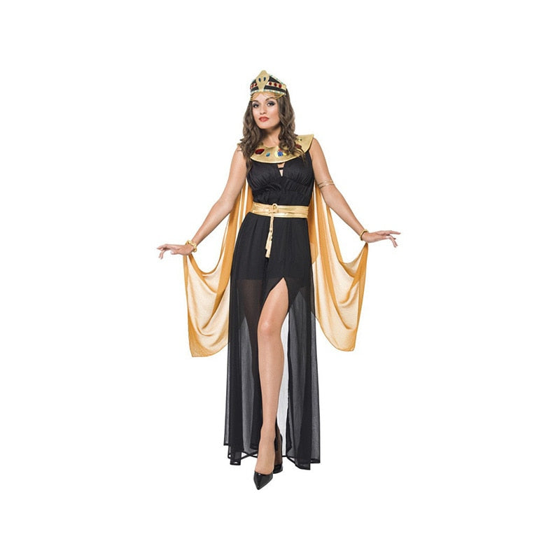 Medieval Queen Cleopatra Costumes for Adult Women Ancient Egyptian Pharaoh Cosplay Clothing Halloween Egypt Princess Dress