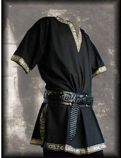 Medieval Renaissance Costumes Men Nobleman Tunic Viking Aristocrat Chevalier Knight Warrior Halloween Cosplay Costumes No Belt