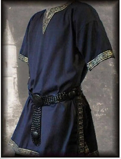 Medieval Renaissance Costumes Men Nobleman Tunic Viking Aristocrat Chevalier Knight Warrior Halloween Cosplay Costumes No Belt