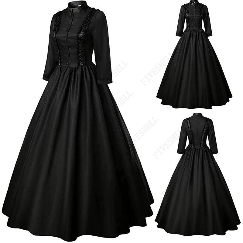 Medieval Retro Punk Gothic Court Princess Dress Royal Lady Ball Dress Vampire Devil Christmas Victorian Costume Vestidos