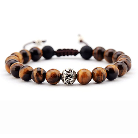 Men Bracelet 8MM Tiger Eye Tibetan Beads Punk Bracelet Handmade Friendship Bracelets Men Bracelet