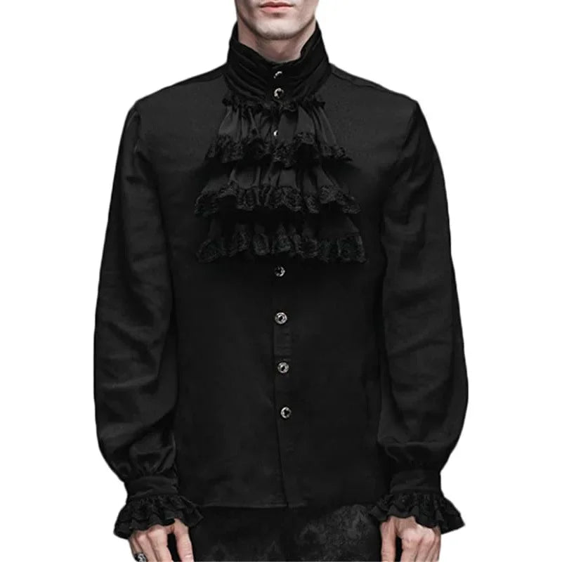 Men Renaissance Long Sleeve Shirt Medieval Pirate Steampunk Colonial Shirt Top Halloween Perform Costume Homme