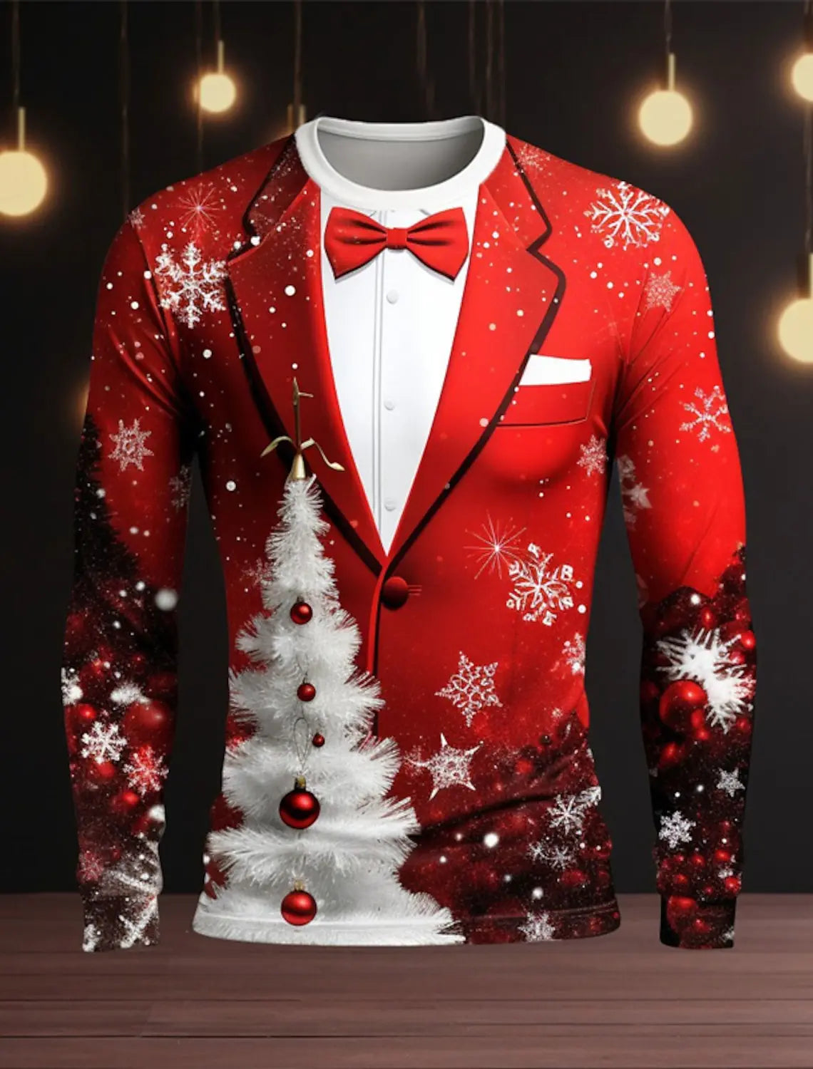 Men's Christmas Seris Long Sleeve T-shirt for Men Clothing  Fake suit Fashion oversized  Harajuku 3D Full Printing Clothing