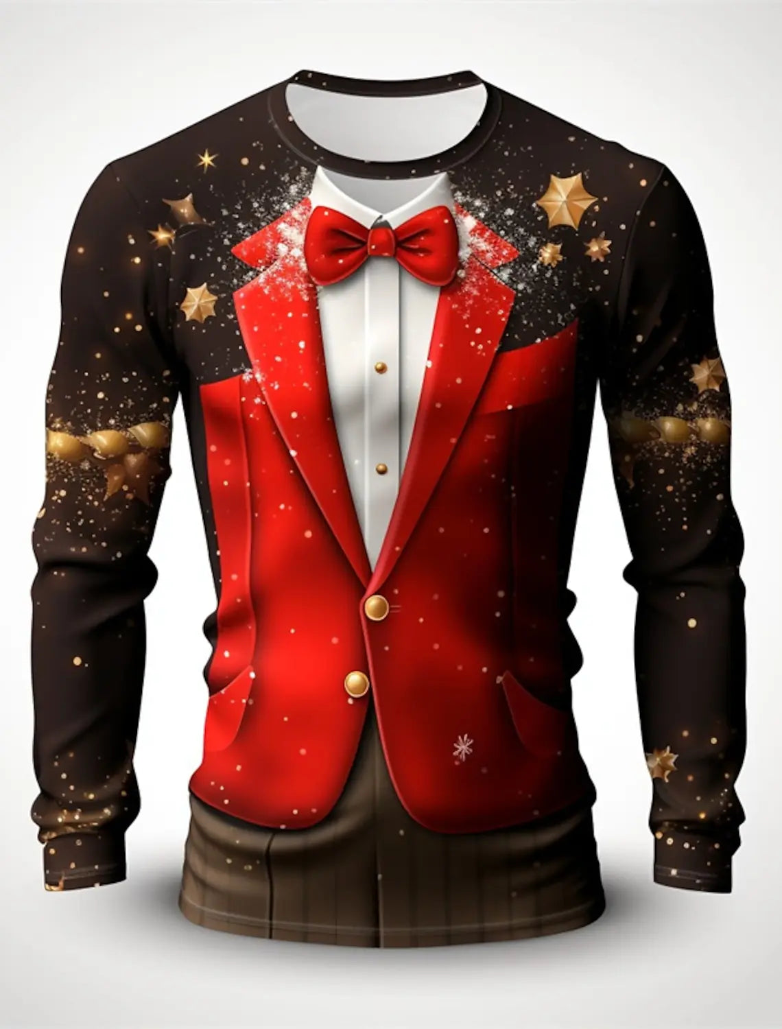 Men's Christmas Seris Long Sleeve T-shirt for Men Clothing  Fake suit Fashion oversized  Harajuku 3D Full Printing Clothing