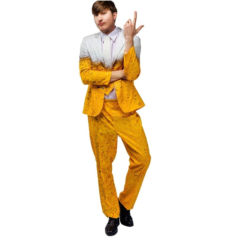 Men's Oktoberfest Suit Costume Carnival Dress Up Adult Suit Clothes Role Play Yellow Beer Party Costumes for Cosplay Sets