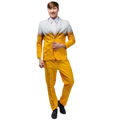 Men's Oktoberfest Suit Costume Carnival Dress Up Adult Suit Clothes Role Play Yellow Beer Party Costumes for Cosplay Sets