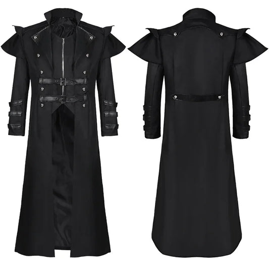 Mens Coat Jacket Gothic Steampunk Cloak Hooded Trench Medieval Vampire/wizard Cosplay Costume Halloween Women Men