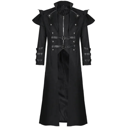 Mens Coat Jacket Gothic Steampunk Cloak Hooded Trench Medieval Vampire/wizard Cosplay Costume Halloween Women Men