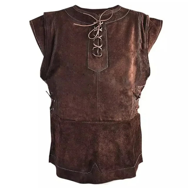 Mens Medieval Punk Vest Vikings Cosplay Archer Costume Adult Chest Body Armor Suede Larp Outfit Jerkin Coat Halloween For Men