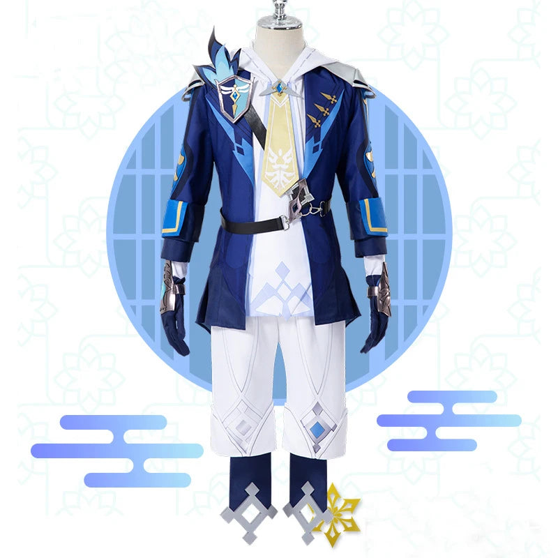 Mika Schmidt Cosplay Genshin Impact Blue Uniform Game Suit for Men Knight Costume Halloween Carnival Party Battle Outfits