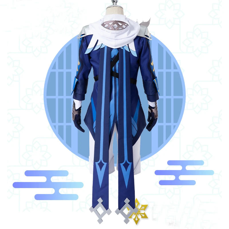 Mika Schmidt Cosplay Genshin Impact Blue Uniform Game Suit for Men Knight Costume Halloween Carnival Party Battle Outfits